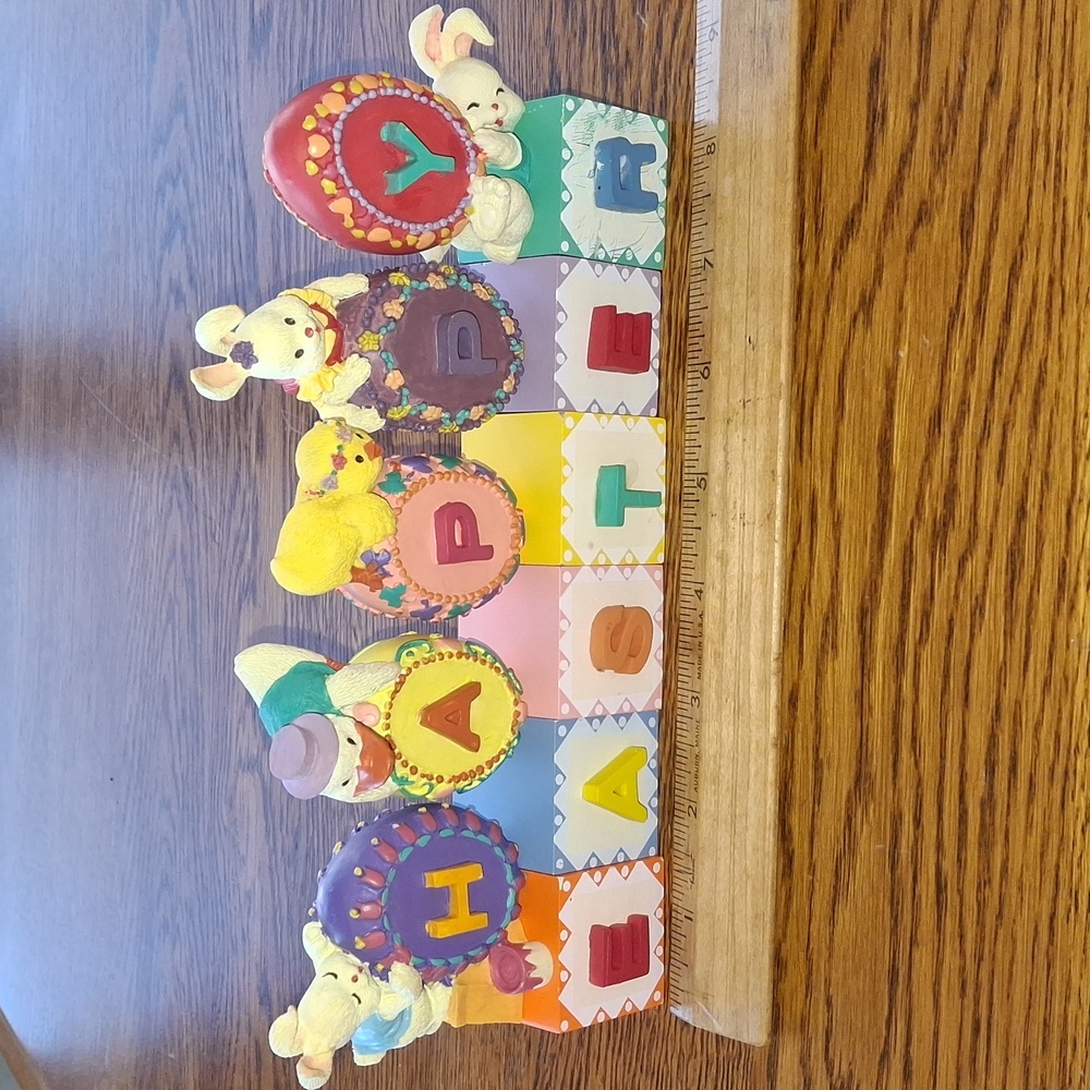 Resin Happy Easter Alphabet Blocks/Easter Egg Bunny Chick Duckling Figurines - Picture 2 of 6